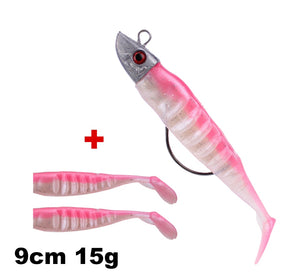 1 Set 7.6g/14g/15g/25g Jig Head hook Fishing Lure Minnow Wobblers Silicone Soft Baits Tackle