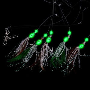 Fishing bait jig Lure Set Artificial Silicone soft squid skirt Luminous Bead