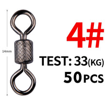 Load image into Gallery viewer, Meredith 50PCS/Lot Fishing Swivels Ball Bearing Swivel with Safety Snap Solid Rings Rolling Swivel Fishing Accessories