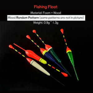 10PCS Fishing Float Mixed Colour with Tackle Box + Hooks Combo
