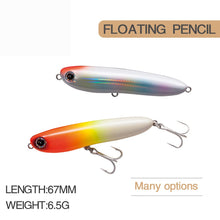 Load image into Gallery viewer, 1PCS 67MM 6.5G Pencil stick popper Floating Fishing Lure Artificial Hard Bait Saltwater Quality Professional Tackle