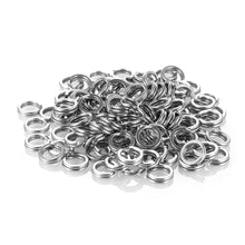Load image into Gallery viewer, 100pcs Fishing Split Rings 3.7-14MM Snap Silver Stainless Steel Double Loop
