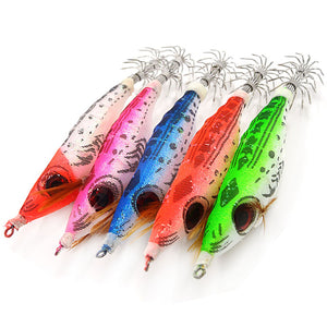 5PCS 3.5#Hook Luminous Artificial Hard Bait Saltwater Squid Jig Body Shrimp Octopus Cuttlefish For Fishing Jigs Lure Sea Tackle