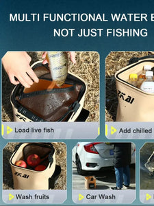 8L/13L Foldable Fishing Bucket Outdoor live tank Fish Bucket Large Capacity