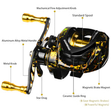 Load image into Gallery viewer, Baitcaster Reel 7.2:1 Gear Ratio Fishing Reel Metal Spool 8kg Max Drag Bait Casting Wheel Magnetic Brake System