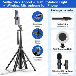 Tripod Smartphone Light Camera Stand Wireless Bluetooth Selfie Stick bracket