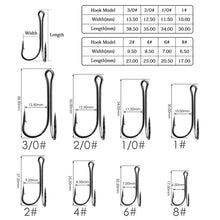 Load image into Gallery viewer, 10pcs/box Double Fishing Hook Carbon Steel Barbed Jig Hook Soft Lure Fish Accessories