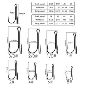 10pcs/box Double Fishing Hook Carbon Steel Barbed Jig Hook Soft Lure Fish Accessories