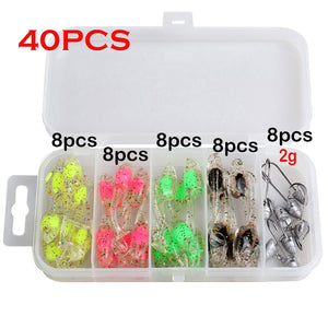 5cm 0.8g T Paddle Tail Shad Fishing Lure Soft Lure Artificial Bait Lure jig hook set