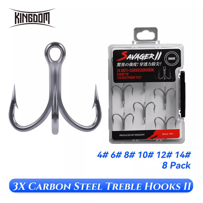 3X Carbon Steel Strong Treble Hooks Fishing Tackle Hook High Strength stainless