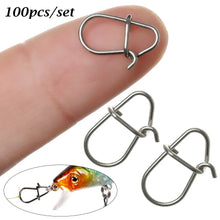 Load image into Gallery viewer, 100pcs Fishing snap clip easy line connectors Safety Tackle Lures Connector
