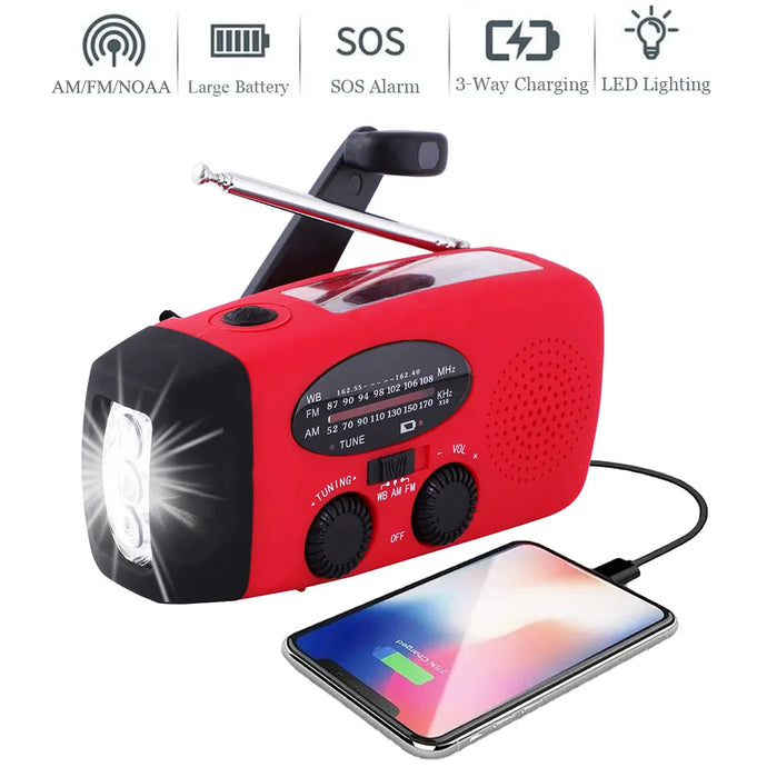 Solar Hand Crank Powered charger Camping Light With AM/FM Radio Outdoor USB