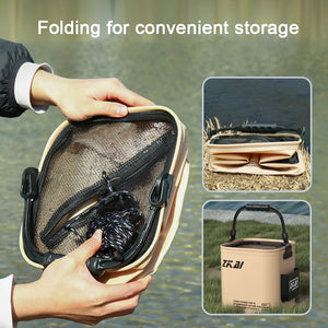 8L/13L Foldable Fishing Bucket Outdoor live tank Fish Bucket Large Capacity