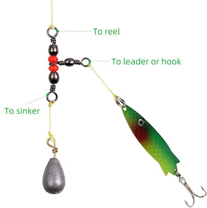 Fishing Connector Three Way Barrel Swivel Snap Ring With Beads