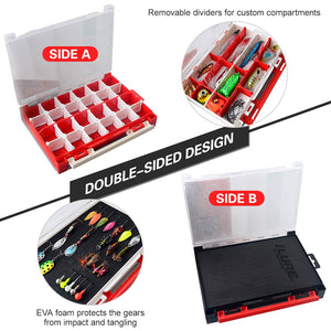 Double Sided Fishing Tackle Box Storage Trays with Removable Dividers Fishing Lures Hooks Organizer Box Case Accessories