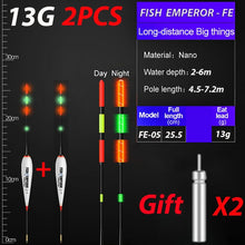 Load image into Gallery viewer, 2Pcs Big Rock Fishing Floats 3 Mesh Bold Tail Luminous Electric +425 Battery