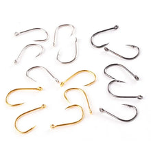 Load image into Gallery viewer, Fishing Hooks Set 100Pcs Box Carbon Steel Single Circle Barbed