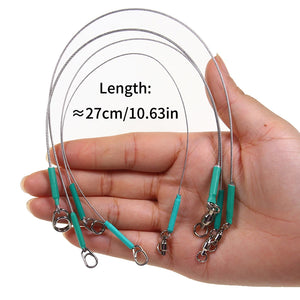 4PCS 7*7 strands Stainless Steel Wire Leader With Bearing Swivel & Clip Fishing