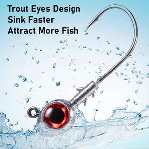 10pcs Fishing Big Eyes Jig Head Hook Lure for Soft Lure Bait 3D Eyes  5,7,10,14g