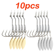 Load image into Gallery viewer, weedless Fishing Hook 10Pcs 2G 3G 4G With Spring Lock Pin Spinner Soft Fishing Bait