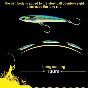 Pencil Fishing Lure Sinking 110mm 60g  Big Game Artificial Hard Bait 5X Hook