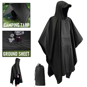 3 In 1 Outdoor Raincoat Hooded Sleeve Waterproof Rain Poncho Camping fishing