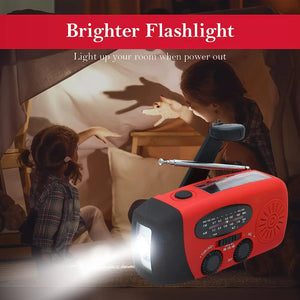 Solar Hand Crank Powered charger Camping Light With AM/FM Radio Outdoor USB