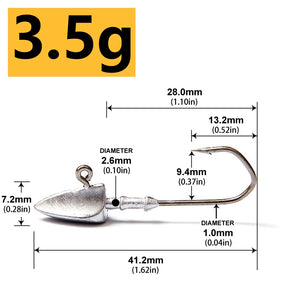 Triangle Head jig Hooks 3.5g 5g 7g 10g 14g 20g fishing hook soft plastic jig Lure Hook Jig Head Fishing Tackle Hooks
