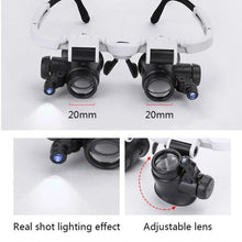Load image into Gallery viewer, 2XLED Watch Jeweller Repair Magnifier eye glasses Adjustable Magnifying Head