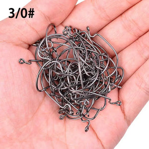 10pc/ Box Fishing Hook weedless for Soft Worm Lure Fish Barbed