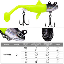 Load image into Gallery viewer, 1PC Jig Head Soft Bait 13.5g-56g Sinking Silicone Lure With Jig head Hook Trolling Fishing Tackle