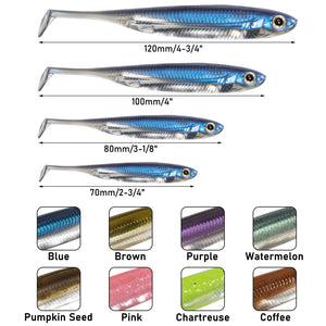 5/6pcs Fishing Soft Plastic Lures Silicone Bait Paddle Tail Shad Swimbaits