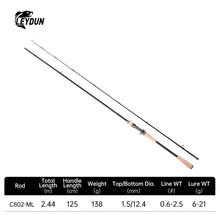 Load image into Gallery viewer, Fishing Rods 2 Section Ultralight Fuji Guide Ring UL L M ML Fast Spinning Casting Travel Pole Feeder Rod