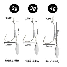 Load image into Gallery viewer, weedless Fishing Hook 10Pcs 2G 3G 4G With Spring Lock Pin Spinner Soft Fishing Bait