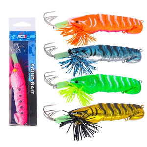 Luminous Bait Squid fishing Hook Wood Shrimp Lures Soft Jigs Silicone with sound