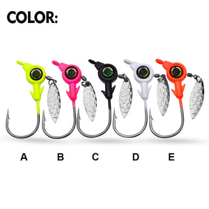 5PCS Weighted Fishing Hooks 3.5g-5g-7g-10g Jig Head Hook Spinner Spoon Fishing Tackle