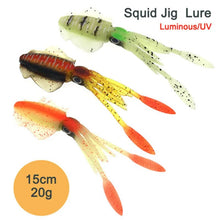 Load image into Gallery viewer, Soft Squid Fishing Trolling Lure 2g 7g 15g 20g 60g Luminous UV Squid Jig