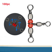 Load image into Gallery viewer, Fishing Connector Three Way Barrel Swivel Snap Ring With Beads