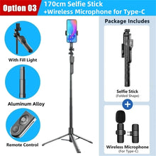 Load image into Gallery viewer, 1750mm Wireless Selfie Stick Tripod Stand Foldable Monopod Led Light Smartphones