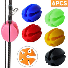 Load image into Gallery viewer, 6pcs Silicone Fishing Rod connector protector traveller clip Straps 5 Hole easy to use