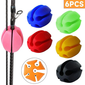 6pcs Silicone Fishing Rod connector protector traveller clip Straps 5 Hole easy to use