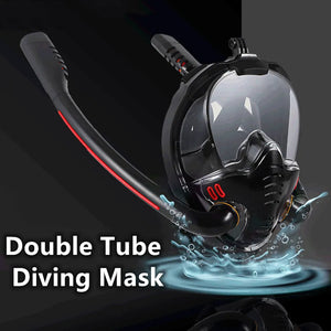 Snorkelling Mask Double Tube Silicone Full Dry Diving Adult Swimming Goggles