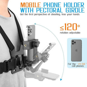 1 PC Adjustable Phone Holder Chest Strap Fixation Bracket Camera Mobile Phone