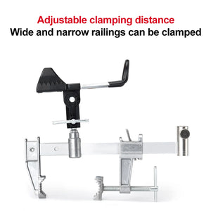 Boat Fishing Rod Fishing Support Holder Adjustable 360 Clamp On to Rack bridge