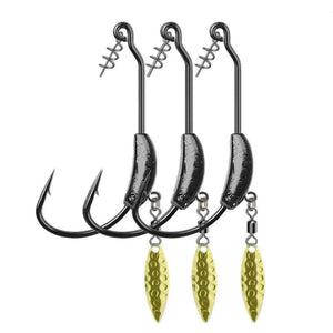 JYJ 3PCS/Lot 3.8g 5.7g 6.2g jig head fishing hook weedless weighted with rattle spoon