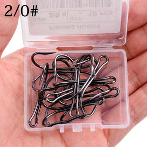 10pcs/box Double Fishing Hook Carbon Steel Barbed Jig Hook Soft Lure Fish Accessories