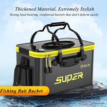 Load image into Gallery viewer, Portable Foldable live bait Fishing Bucket with Aeration Hole Oxygen Pump EVA