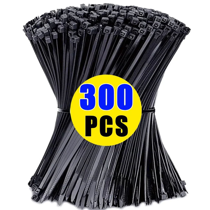 300/100Pcs Plastic Nylon Cable zip Ties Cord Ties Straps Fastening Reusable