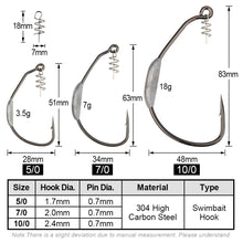 Load image into Gallery viewer, Weighted Swimbait weedless soft plastic Hook 5/0 7/0 10/0 Heavy Duty Wide Gap