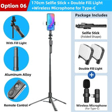 Load image into Gallery viewer, 1750mm Wireless Selfie Stick Tripod Stand Foldable Monopod Led Light Smartphones